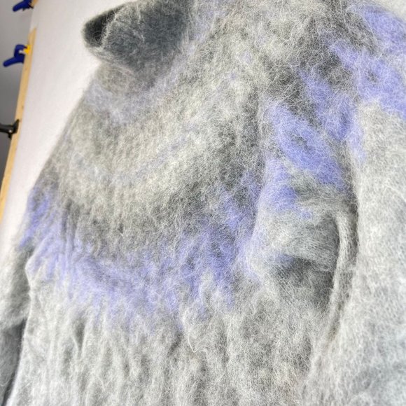 BANANA REPUBLIC Womens S Fair Isle Gray Mutli Alpaca Soft Funnel Neck Sweater - Picture 4 of 12